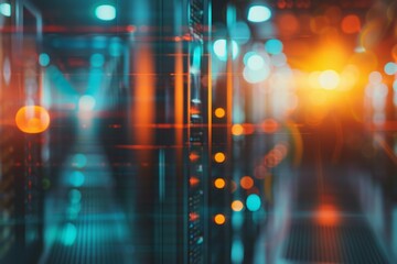 Server room, Data Center. Big Data Storage. cloud computing technology. Neural network ai generated art