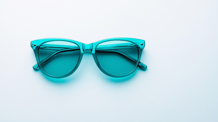 teal color sunglasses isolated on white background