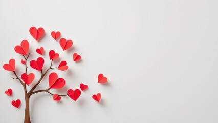 creative paper tree with red hearts symbolizes love and affection