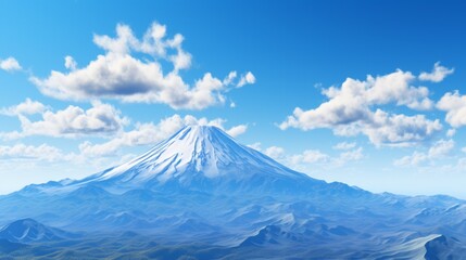 Mountain peaks in winter. Snow covered mountains landscape. Neural network ai generated art