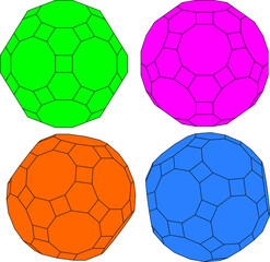 Obraz premium Great Rhombicosidodecahedron Vector Set – Detailed Polyhedron Geometry Illustrations for Art, Design, and Education