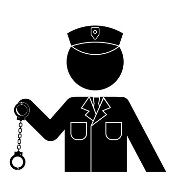 black police officer holding handcuffs clip art preview