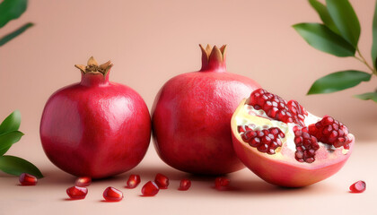 Pomegranate, isolated on a pastel