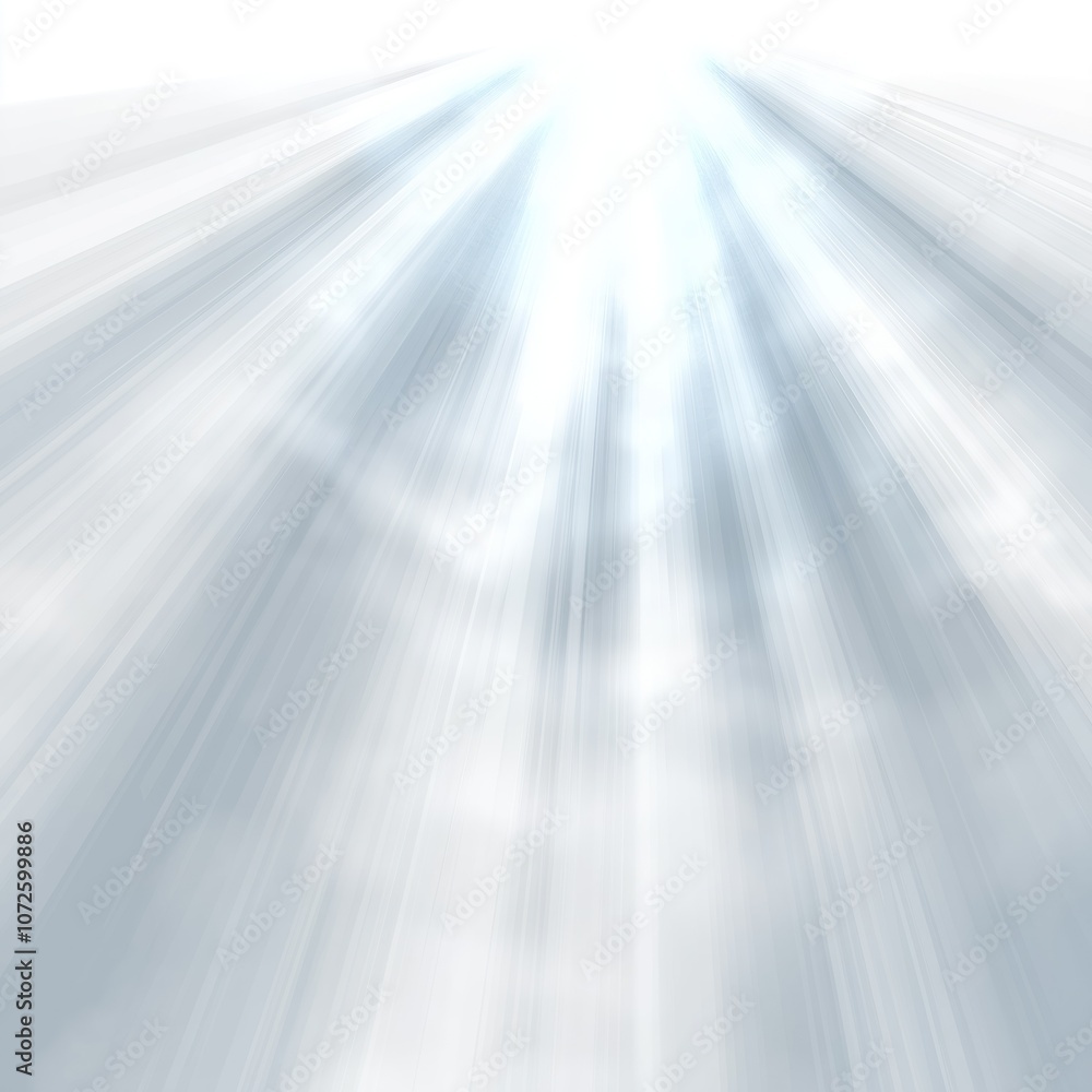 Poster Abstract background with bright rays shining from heavens. Soft white beams burst from sky, creating magical, ethereal glow. Isolated on transparent background, perfect for overlays, backgrounds,