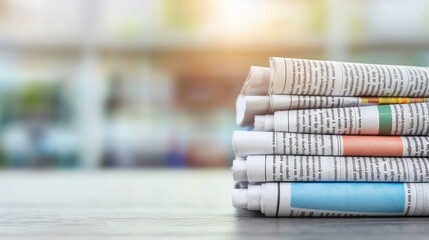 Press releases announcing key endorsements copy space, theme of urgency, dynamic, Composite, news desk backdrop