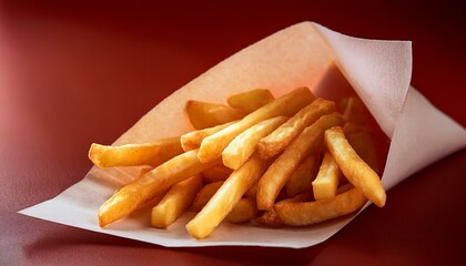 french fries in a paper wrapper
