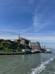 Alcatraz Island from Boat on Sunny Day – Historic San Francisco Landmark