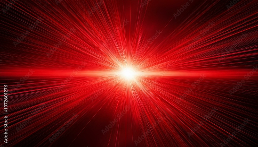 Wall mural vibrant red lens flare light effect with dynamic glow and burst patterns