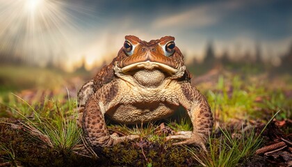 Fototapeta premium brown toad in the nature