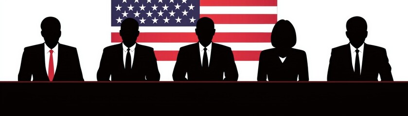 The role of political action committees in endorsements selective focus on influence, realistic, Silhouette, corporate office backdrop