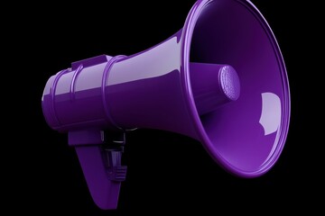 Purple Megaphone on Black Background	