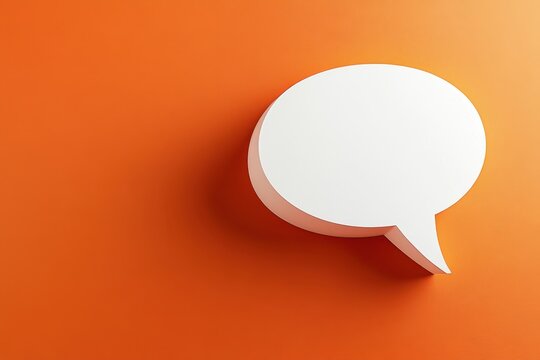 White Speech Bubble on Orange Background	
