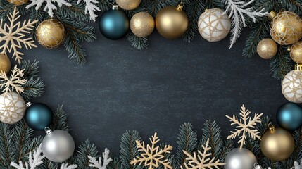 Elegant Christmas Ornament Border Festive Winter Background