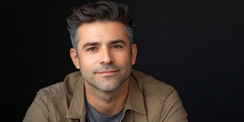 Obraz premium Confident Man Portrait with Stylish Hair and Neutral Expression