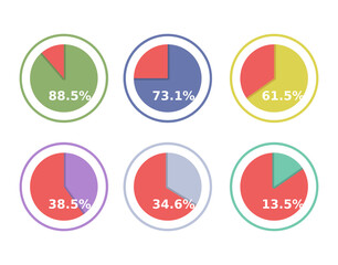 Pack of Data Analysis Colorful Pie Chart Element Designs