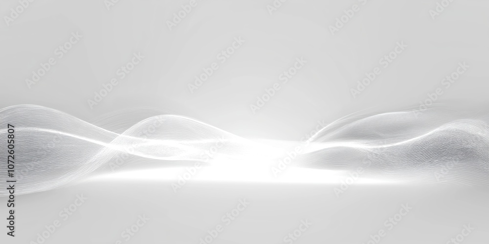 Poster abstract digital wave, white glowing line. flowing wave motion. trendy tech background with bright w