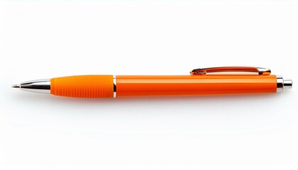 orange pen with cap isolated on a white background