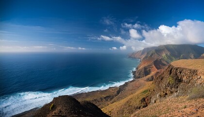 Obraz premium sao vicente coastline from monte verde cape verde