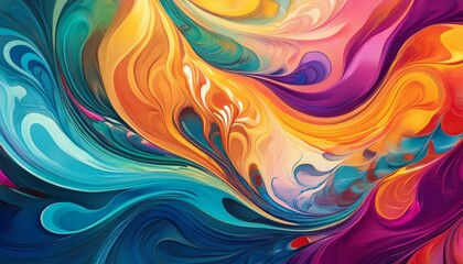 Obraz premium vibrant abstract art with colorful swirls and fluid textures on a high quality canvas perfect for modern creative backgrounds