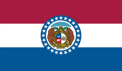 Normal shaped printable vector flag of the United States of America federal state of MISSOURI