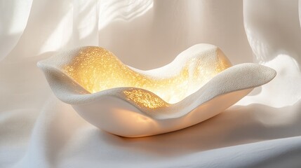 Elegant Glowing Decorative Bowl on Soft Fabric