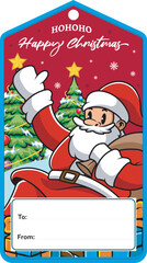 Vector Illustration of Santa Brings A Sack Of Gifts with Retro Mascot Illustration Available for Card Template