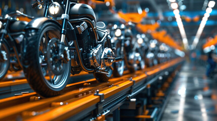 Obraz premium Browsing and purchasing motorcycles at a showroom, buying and selling bikes. Motorcycle show featuring bikes available for sale, showcasing speed, style, and performance. 