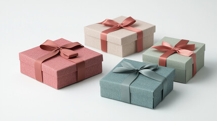 Obraz premium Minimalist Gift Boxes on a White Background