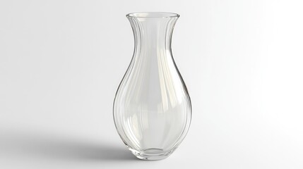 Elegant Clear Glass Vase on Simple Background