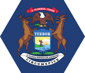 Polygon shaped printable vector flag of the United States of America federal state of MICHIGAN