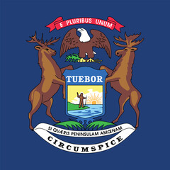 Square shaped printable vector flag of the United States of America federal state of MICHIGAN