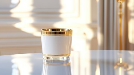 Elegant Candle Holder with Gold Trim in Bright Room