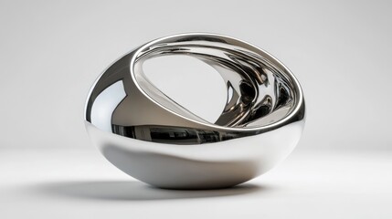 Modern Abstract Sculpture in Polished Metal Finish