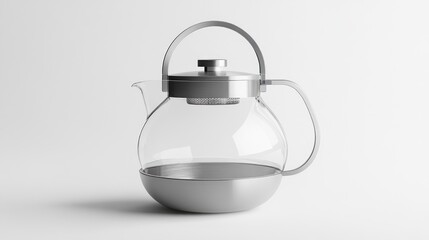 Obraz premium Modern Glass Teapot with Metal Handle and Base