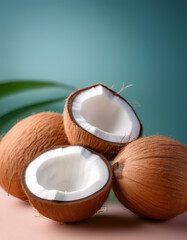 Coconut fruit, isolated on a pastel