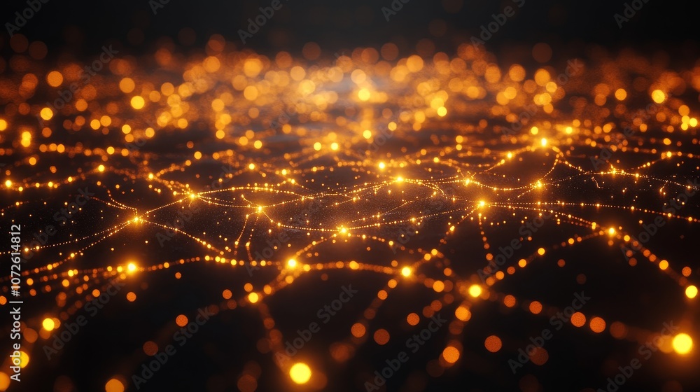 Poster explore the intricate network of glowing particles connecting the digital universe