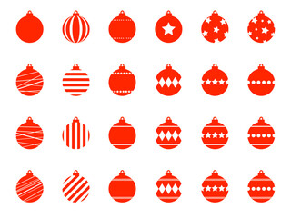 フラットクリスマスボールオーナメントマークフルセットA：赤