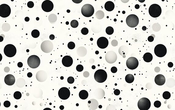 Abstract pattern of various black and gray circles on a white background creating an artistic design suitable for modern decor