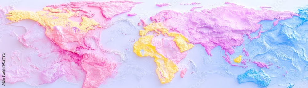 Poster explore the vibrant and colorful world map design showcasing geographical diversity and artistic exp