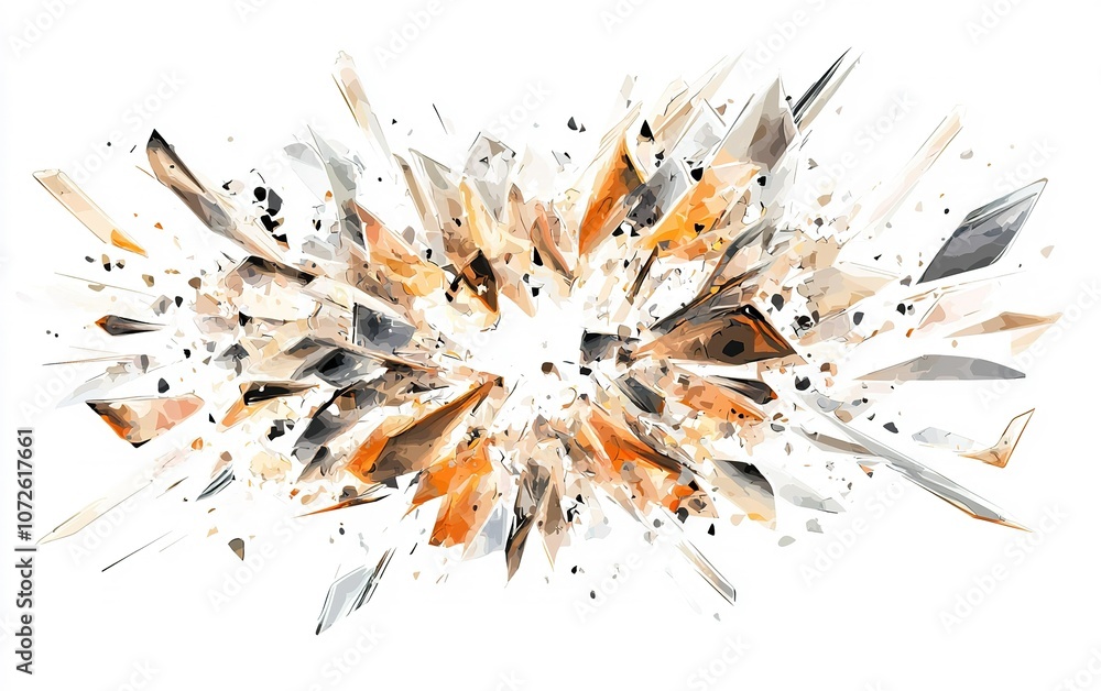 Poster abstract explosion artwork featuring dynamic shapes and varied tones created with a modern artistic 