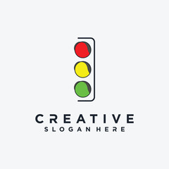 Traffic light logo design element vector icon with creative concept idea
