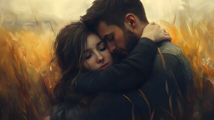 A couple lost in an embrace