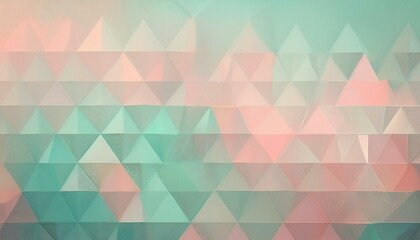 Fototapeta premium Abstract geometric background with a soft, pastel color scheme. Triangles in shades of pink and green create a visually interesting pattern.