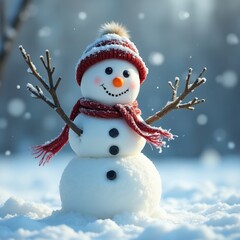 Fototapeta premium Create a charming snowman to celebrate winter festivities with family and friends