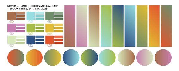 ACTUAL FRESH New fashion color and gradients trend winter spring season 2025 2026. Color palette forecast of the future color trend	