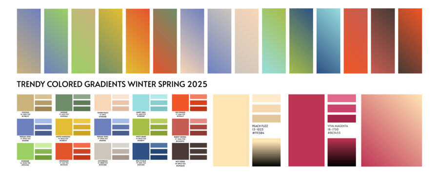 ACTUAL FRESH New fashion color and gradients trend winter spring season 2025 2026. Color palette forecast of the future color trend	