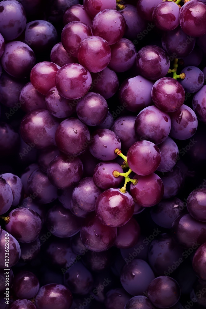 Poster a close-up image of a bunch of red grapes with a focus on the texture and color.