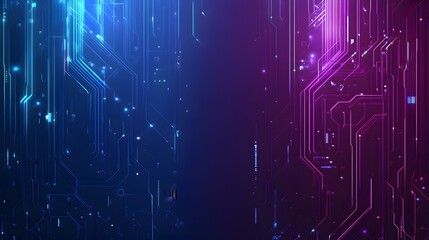 Futuristic blue abstract background featuring circuit board circles and various tech elements.