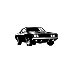 Obraz premium simple silhouette hand-drawing vintage muscle car vector
