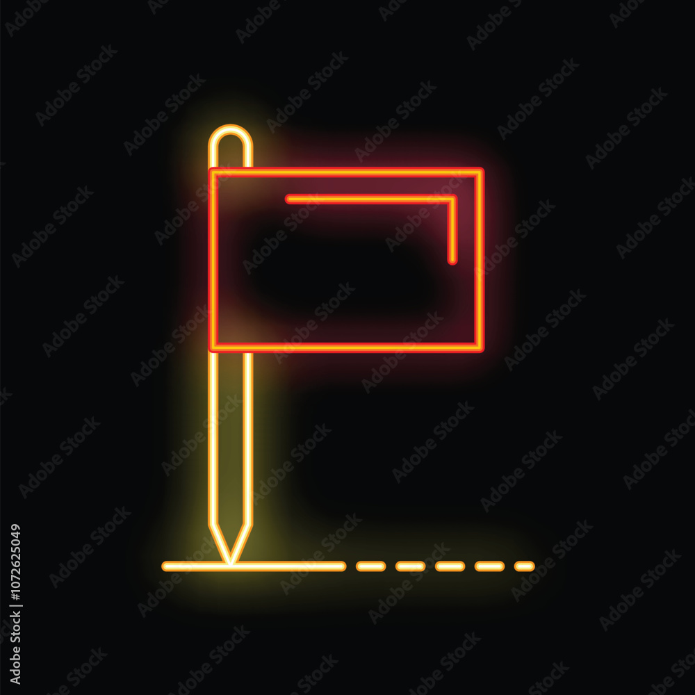 Aufkleber neon sign representing a flag marking a location with its shadow on the floor